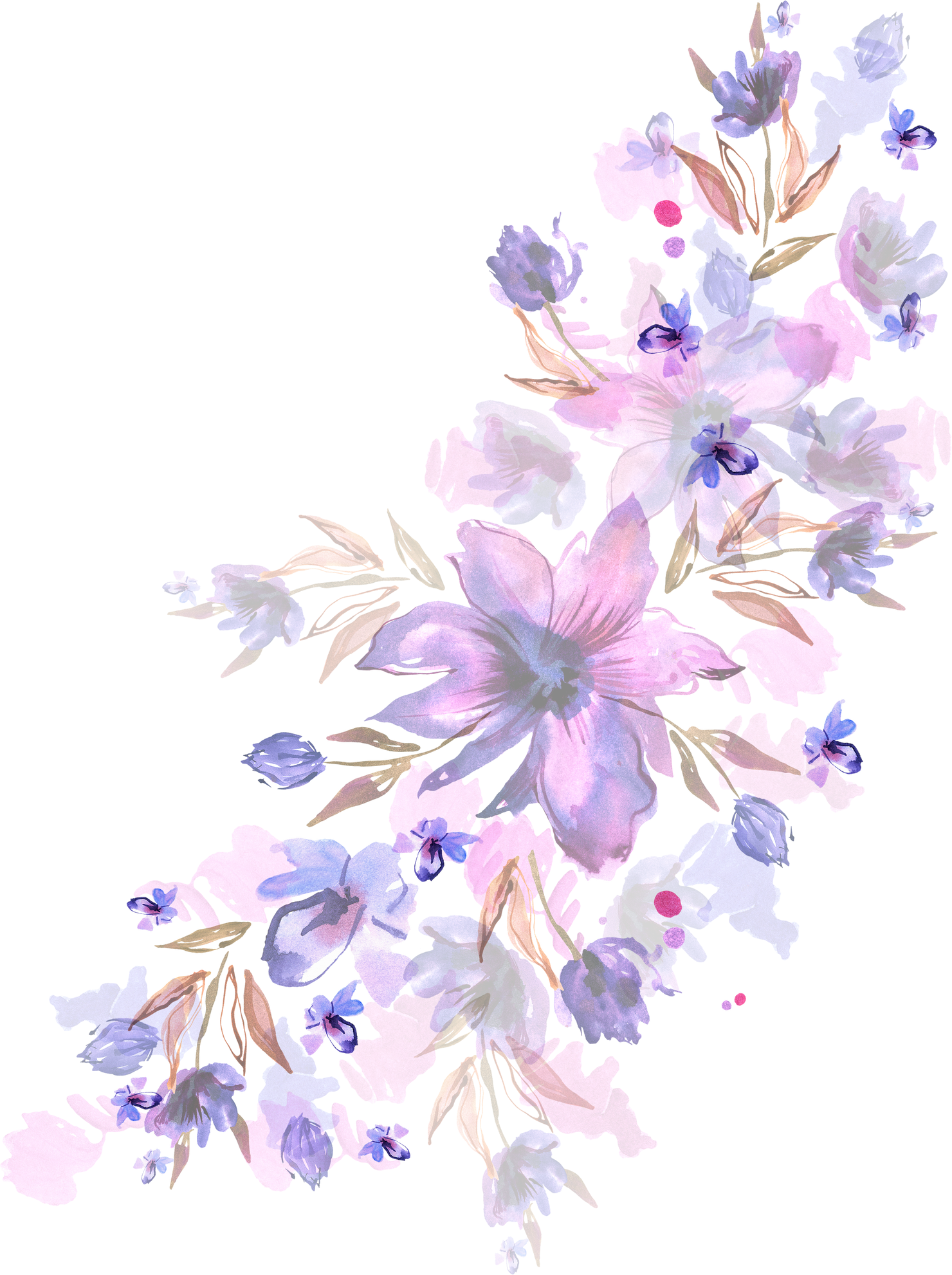 Watercolor Purple Flowers Background