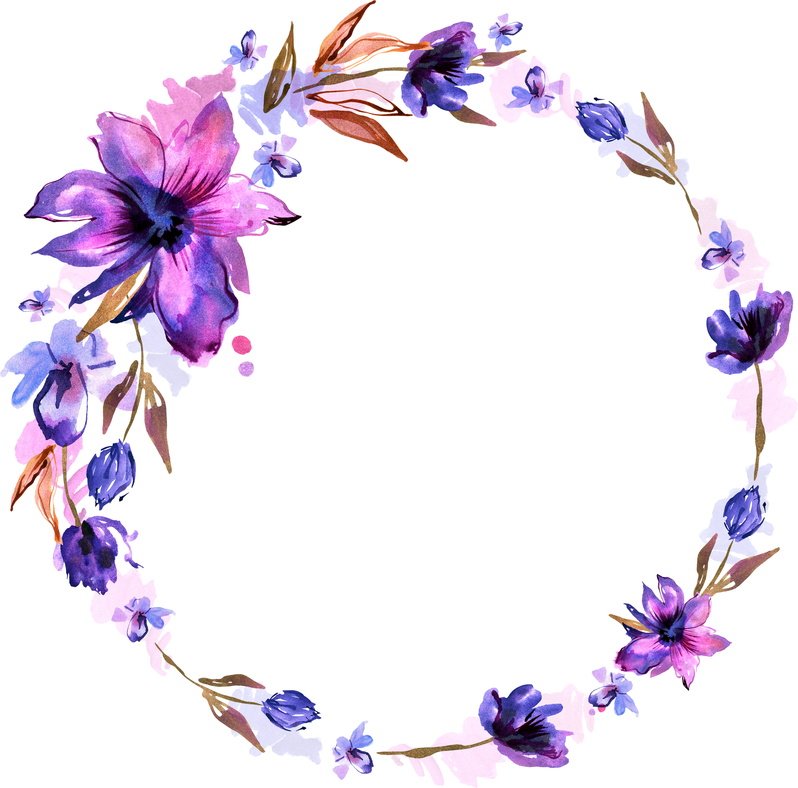 Watercolor Purple Flowers Frame